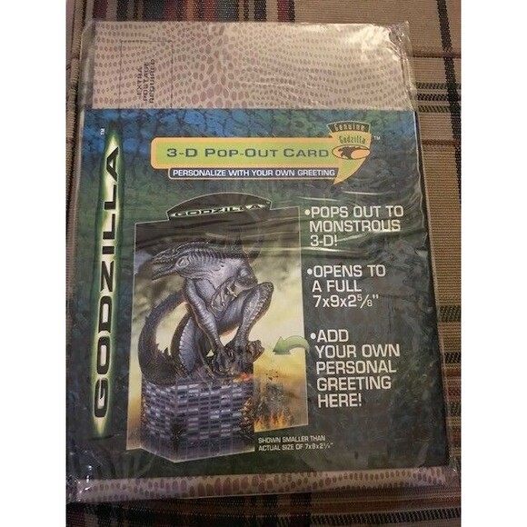 Lot of Ten GGI Godzilla 3D Pop-Out Greeting Card 1998 NEW SEALED 7 X 9 X 2 5/8"